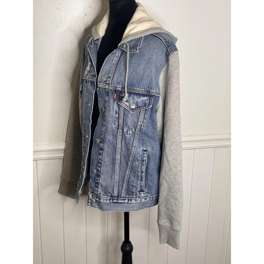 Levi's Trucker Jacket M Y2K Streetwear Hybrid Hoodie Denim Fleece Blokecore